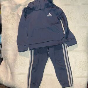 adidas Blue & White Kids Hoodie and Joggers Set